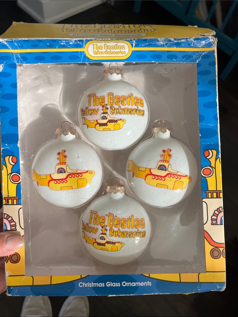 Vintage Ornaments 4 Beatles Yellow Submarine Kids Glass